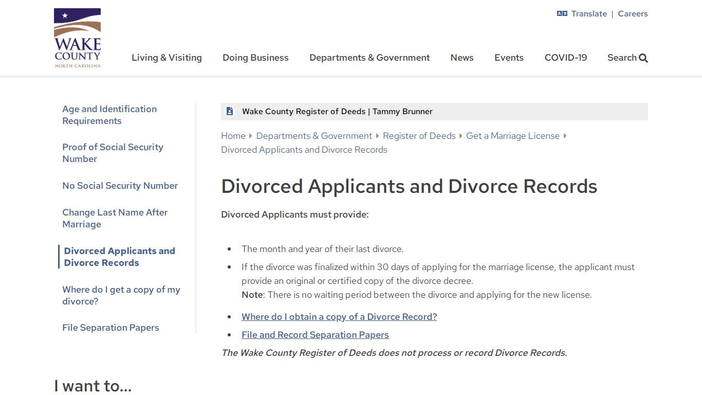 Divorced Applicants and Divorce Records - Wake County Government