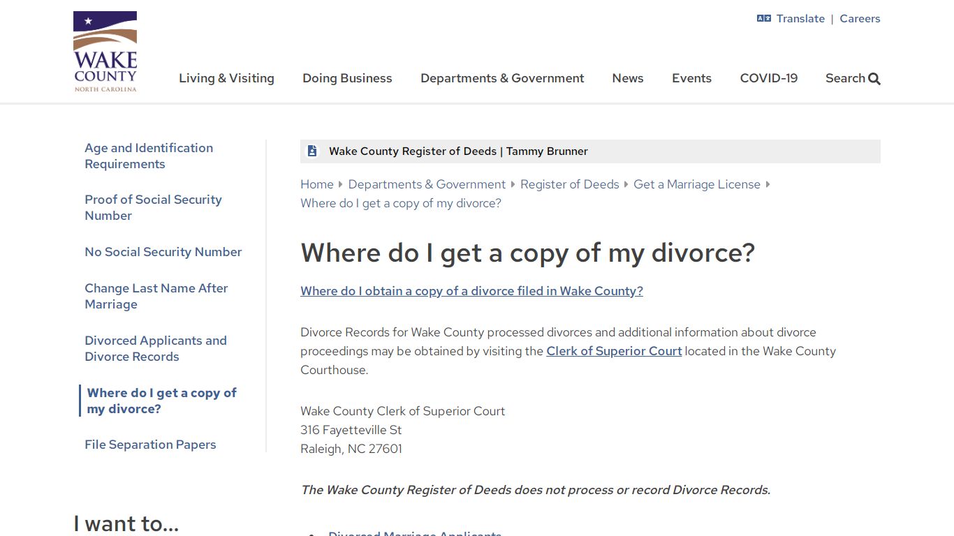 Where do I get a copy of my divorce? | Wake County Government