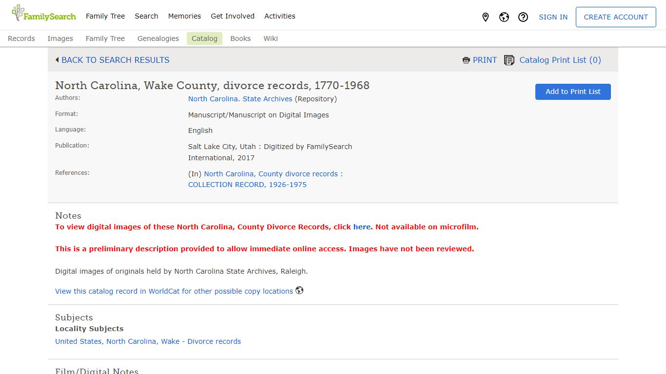 North Carolina, Wake County, divorce records, 1770-1968 - FamilySearch